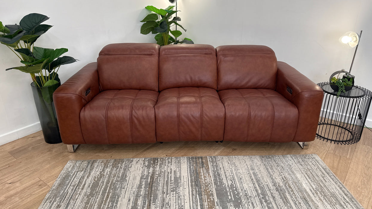 Sofology Marvella Leather 3 Power Recliner in Trusty Sheen Butterscotch