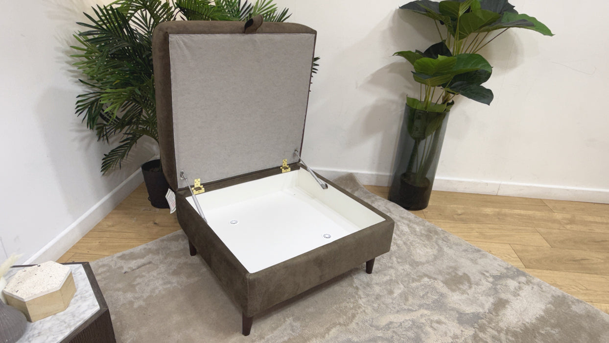 Sofology The Hackney Fabric Storage Memory Foam Footstool in Lifestyle Dapple Olive Green