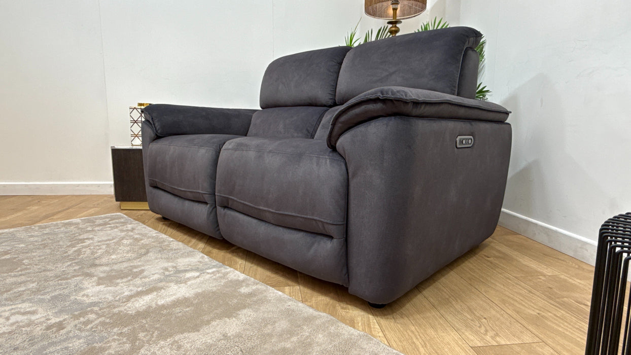 Sofology Hugo Fabric 2 Seater Power Recliner/Headrest in Lifestyle Flecked Anthracite