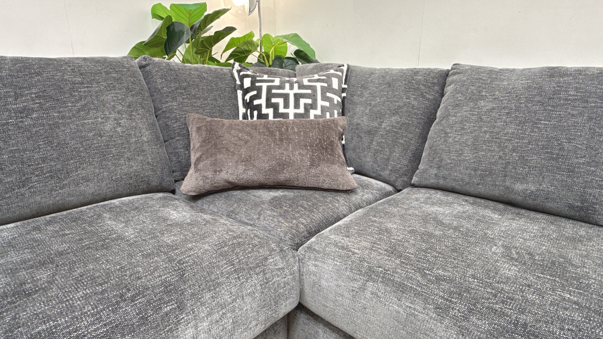 Sofology Mayfair Fabric 3 Corner 1 Chaise in Linen Look Chenille Charcoal/Anthracite Mix