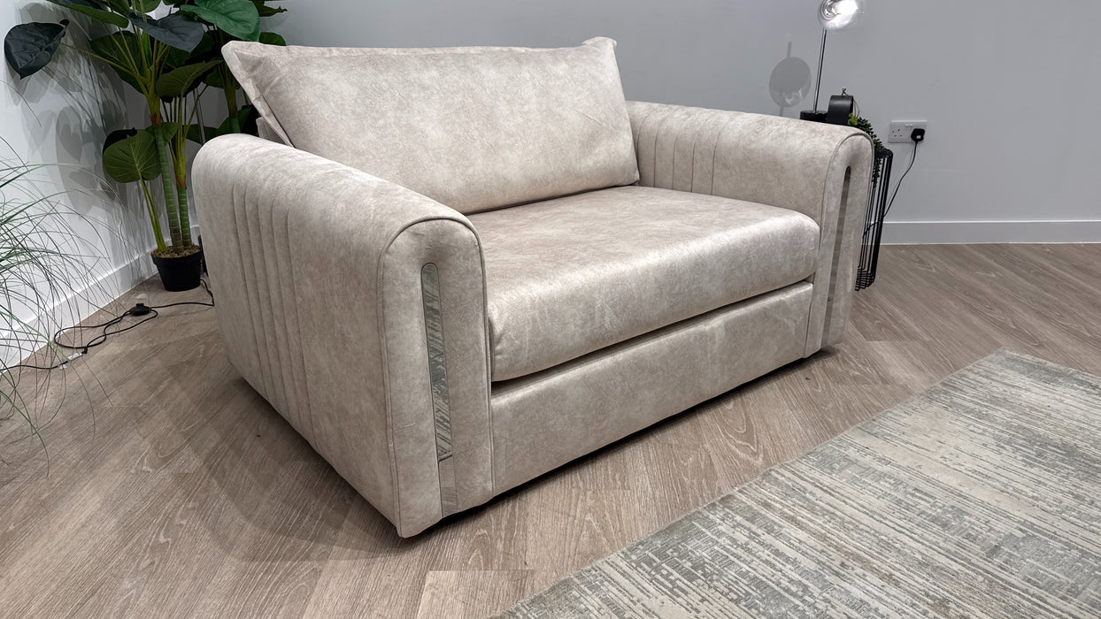 Sofology Savoy Fabric Loveseat Silver Trim in Lifestyle Dapple Fabric Marble Mix