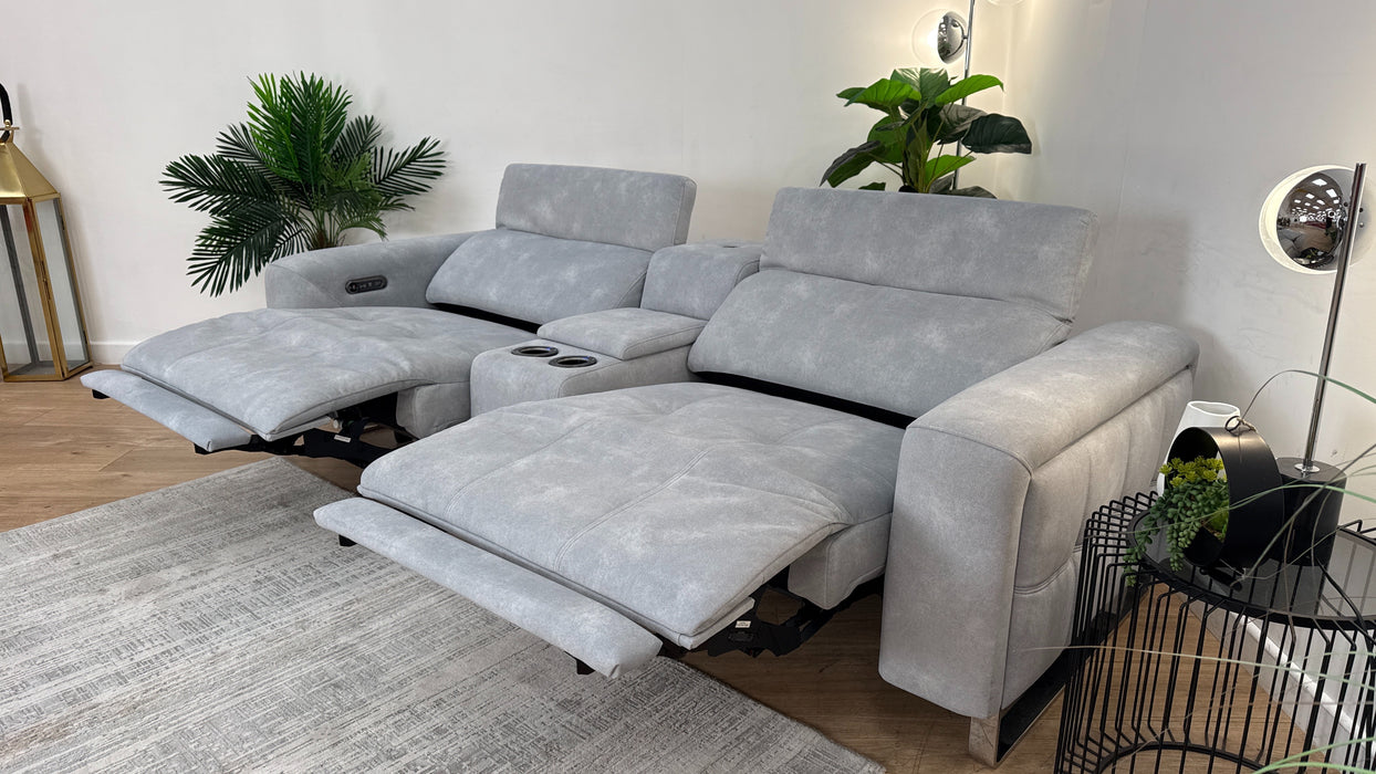 Sofology Marvella Fabric 2.5 Seater Console Power Recliner/Headrest in Lifestyle Flecked Silver