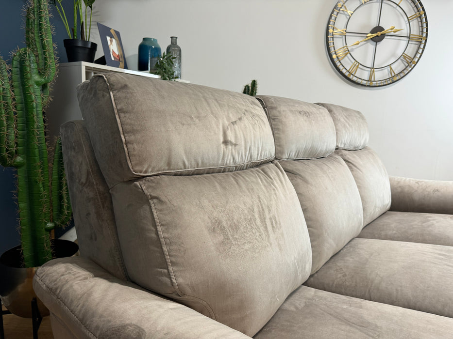 Parker Fabric 3 Seater - Velvet Mink - Manual Recliner ( WA2 )