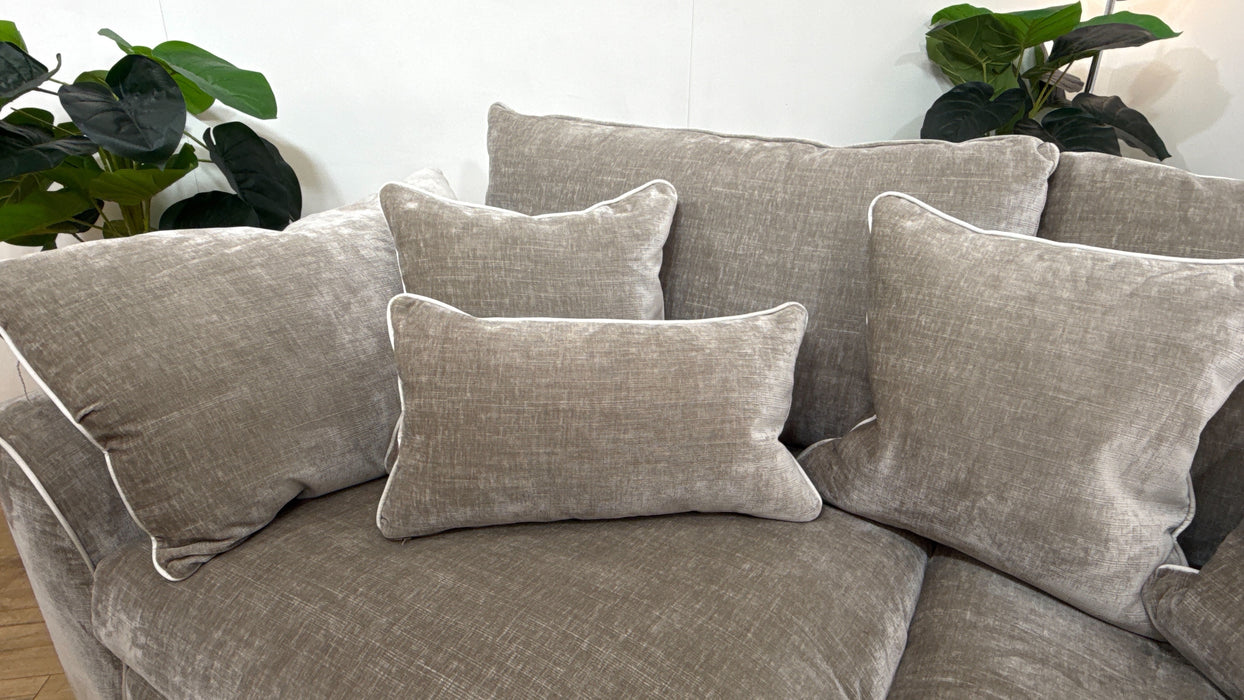 Sofology Georgio Fabric 4 Seater Split Feather Flex Seats in Luxe Chenille Stone Mix