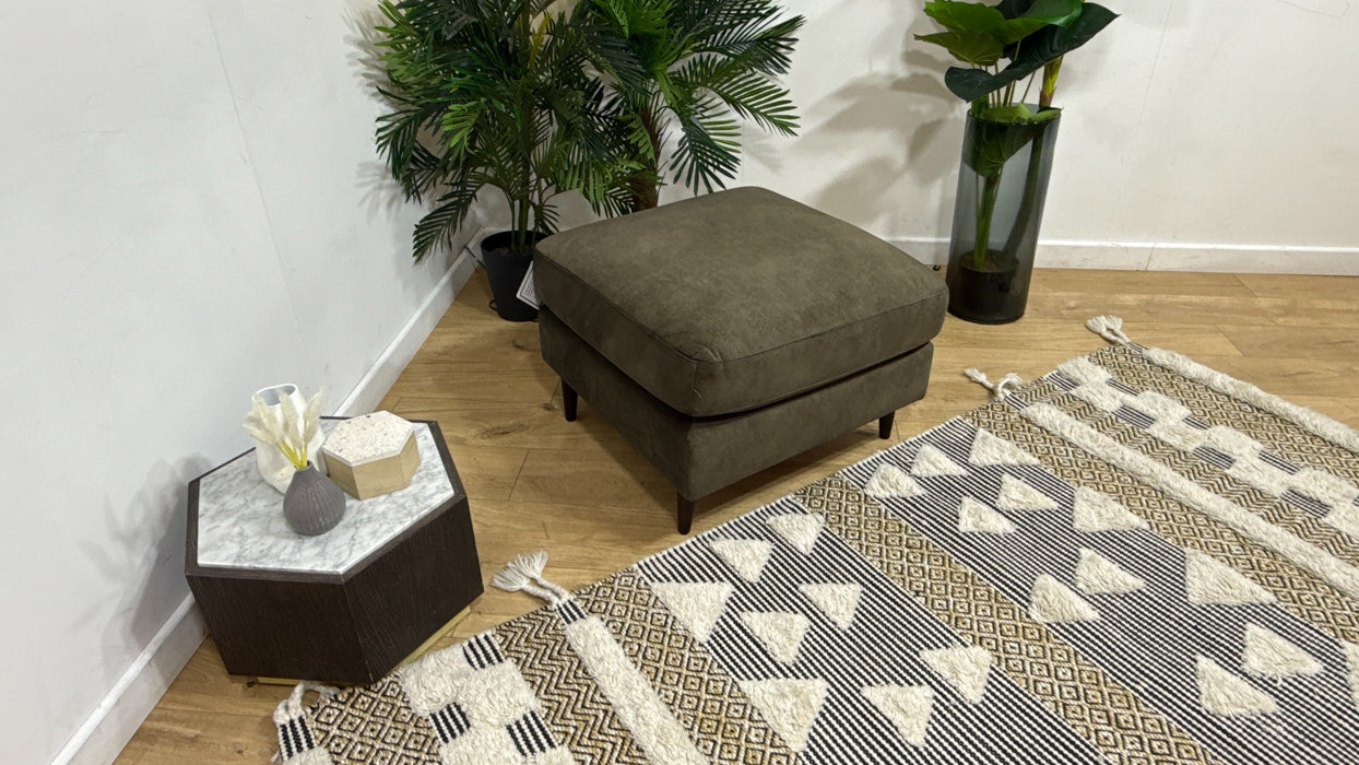 Sofology Hackney Fabric Memory Foam Footstool in Lifestyle Dapple Olive Green