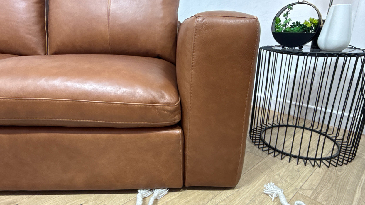 Sofology Retreat Leather 2 Seater in Relaxed Soft Tan Mix