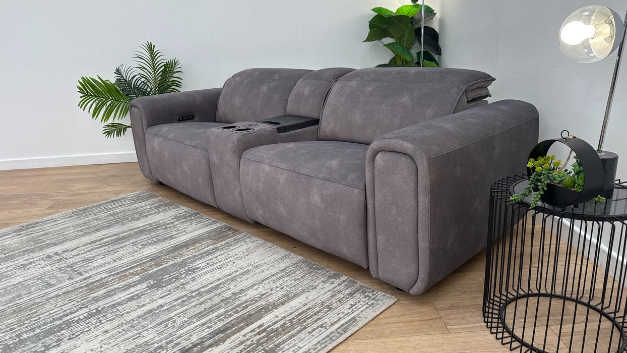 Sofology The Premiere 2.5 Seater Console Fabric Recliner in Lifestyle Flecked Mocha