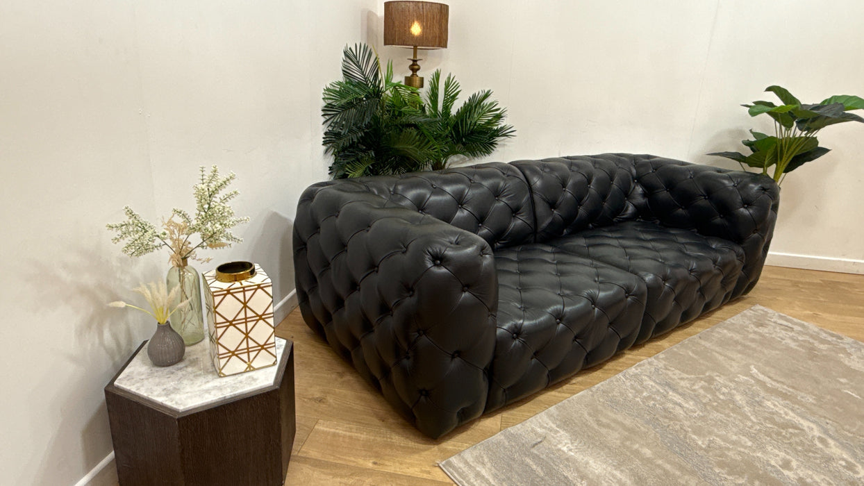 Sofology Venezia Leather 3 Seater in Trusty Embossed Black
