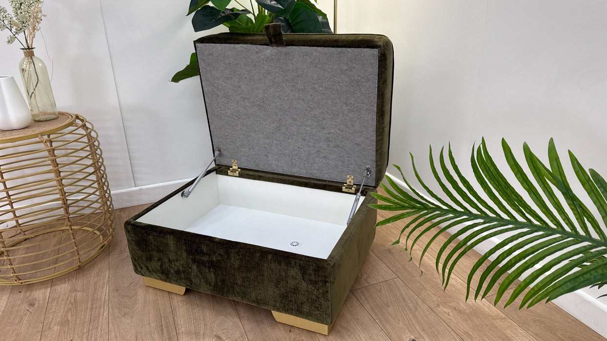 Sofology Wildwood Fabric Footstool in Soft Sherpa Olive