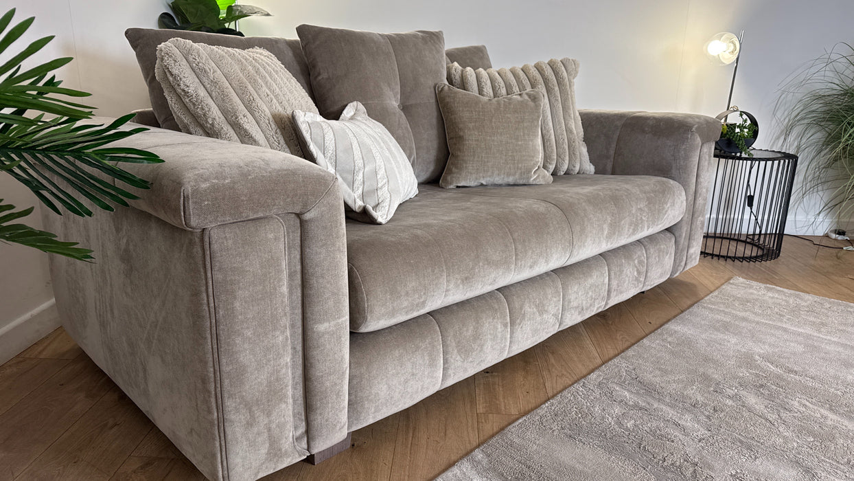 Sofology The Oscar 2 Seater Fabric Sofa in Fine Textured Chenille Stone Mix