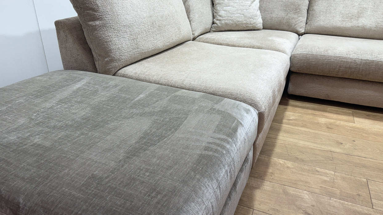 Sofology Majestica Fabric Chaise 1 Corner 3 in Teddy Chenille Natural Mix