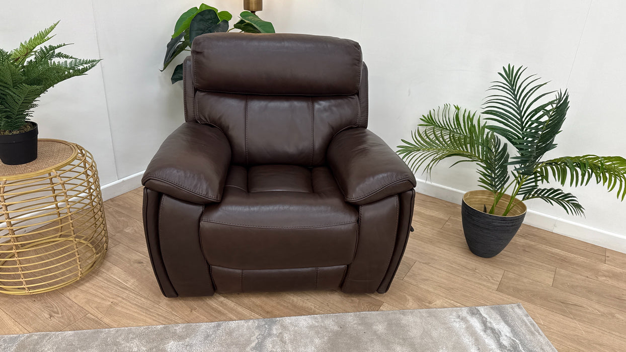 Sofology Radleigh Leather Lift & Rise Chair in Relaxed Embossed Dark Brown