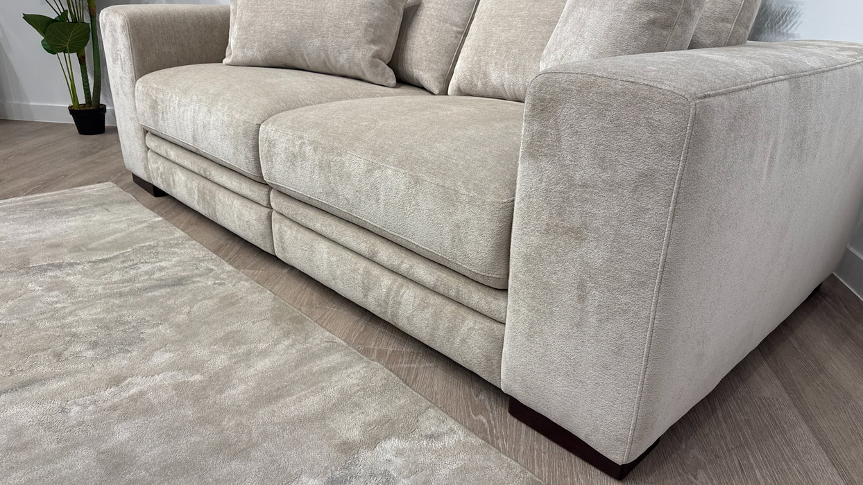 Sofology Obsidian Fabric 3 Seater in Luxury Sherpa Mink