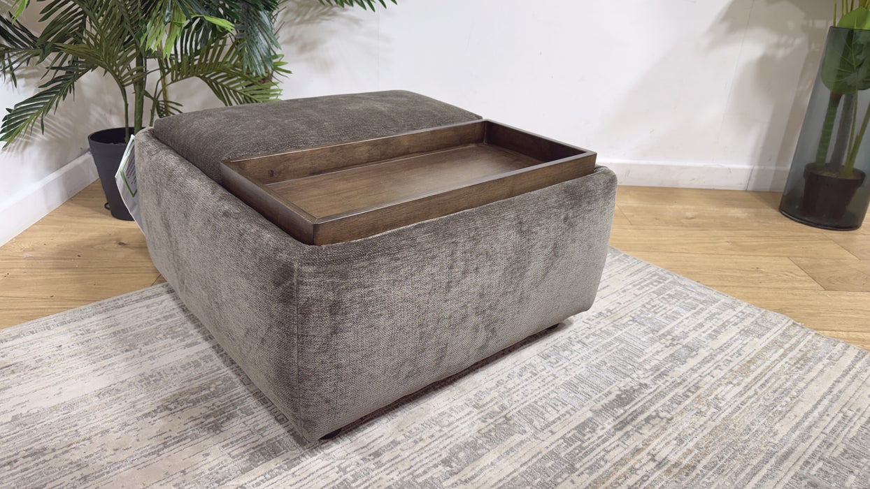 Sofology Rowen Designer Footstool in Luxury Deep-Pile Chenille Mole All Over