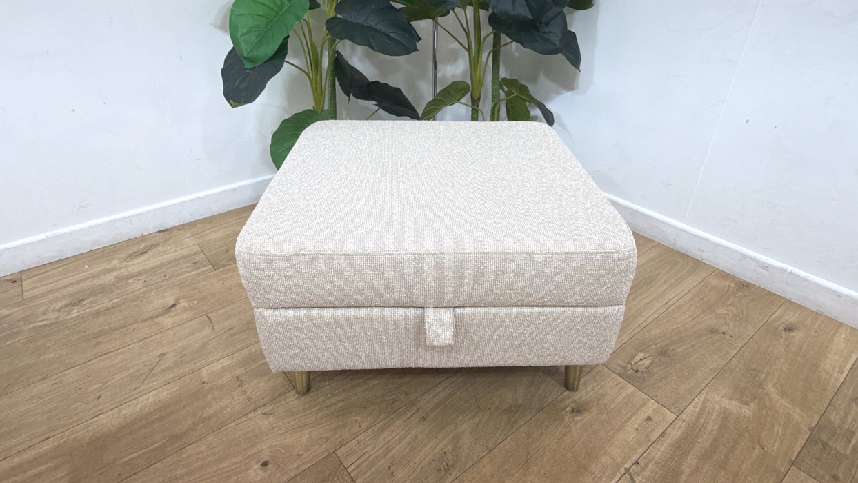Sofology Hackney Fabric Storage Memory Foam Footstool in Mini Boucle Natural All Over