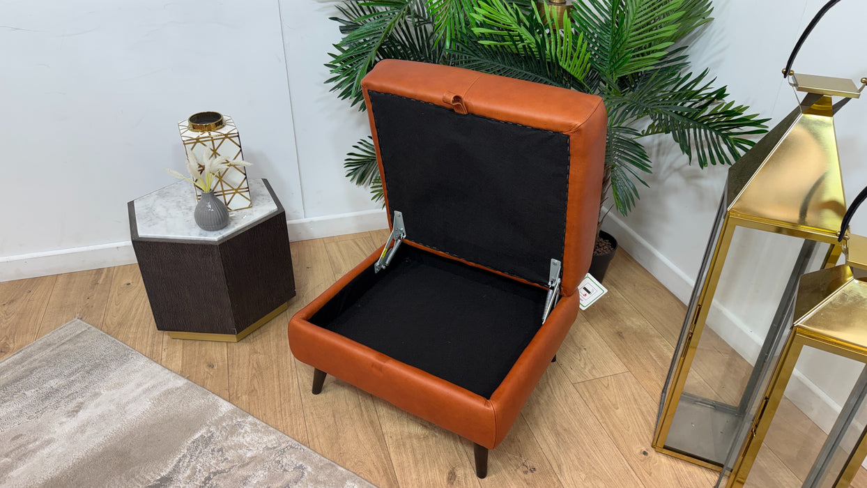 Sofology Adler Leather Storage Footstool in Relaxed Soft Amber