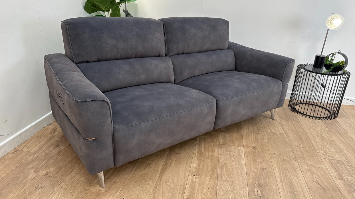 Sofology Dakota Fabric 3 Seater Power Recliner/Headrest in Lifestyle Mottled Charcoal