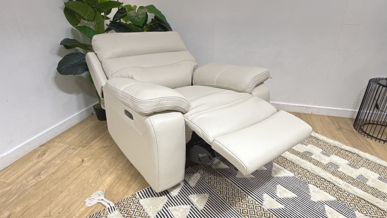 DFS The View Leather Power Recliner in Ivory