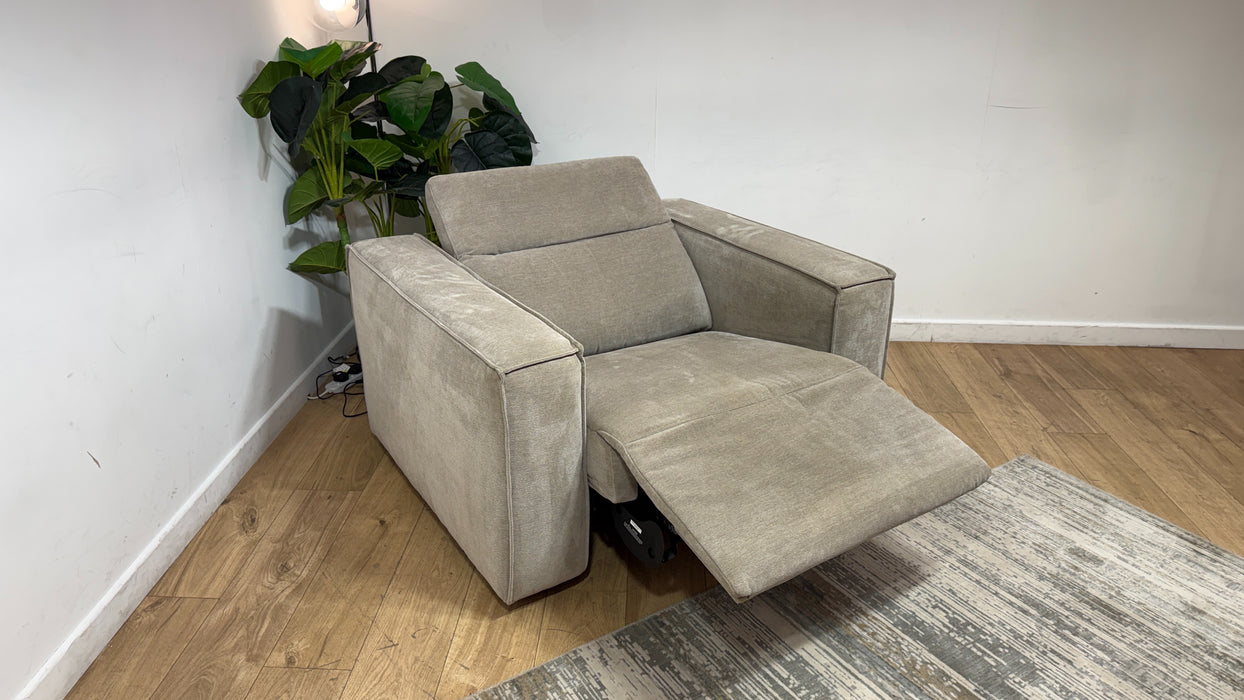 Sofology Horizon Fabric Loveseat Power Recliner/Headrest in Textured Chenille Mocha
