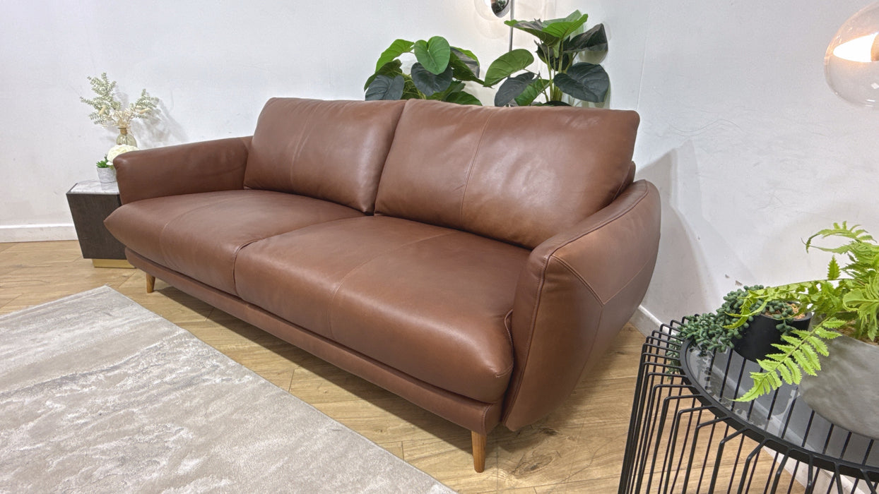 Sofology Adler Leather 3 Seater in Relaxed Soft Brown