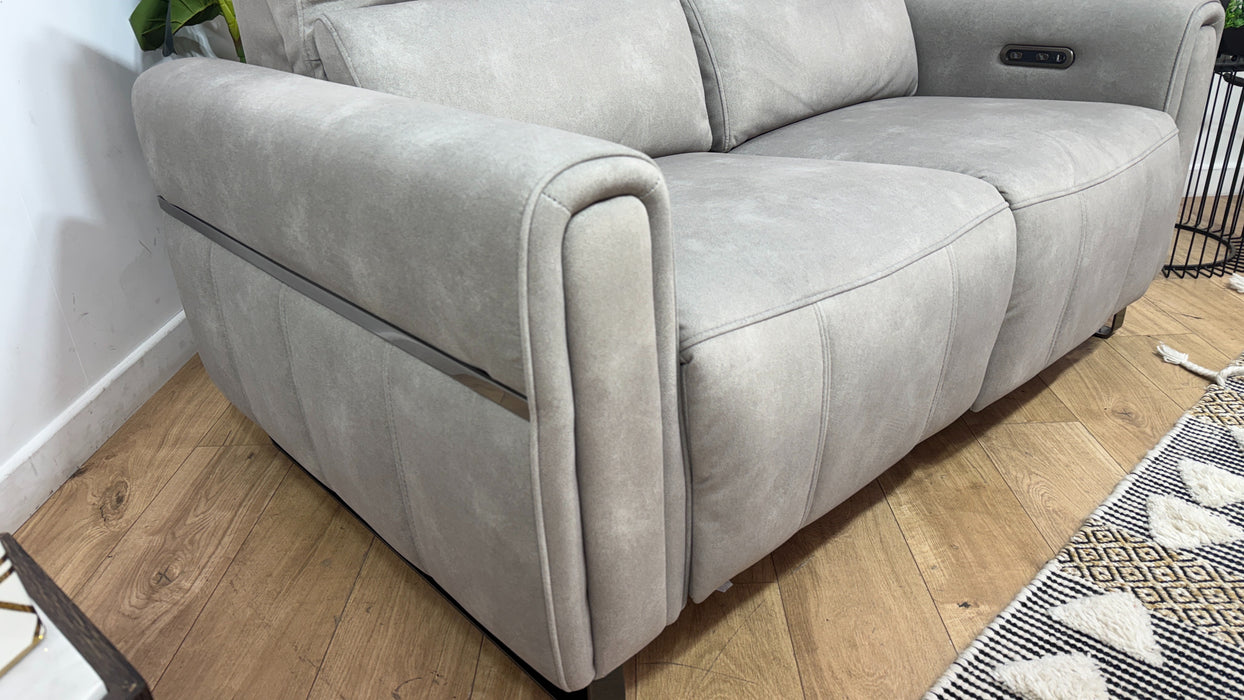 Sofology Ravello Fabric 2 Seater Power Recliner in Lifestyle Flecked Stone