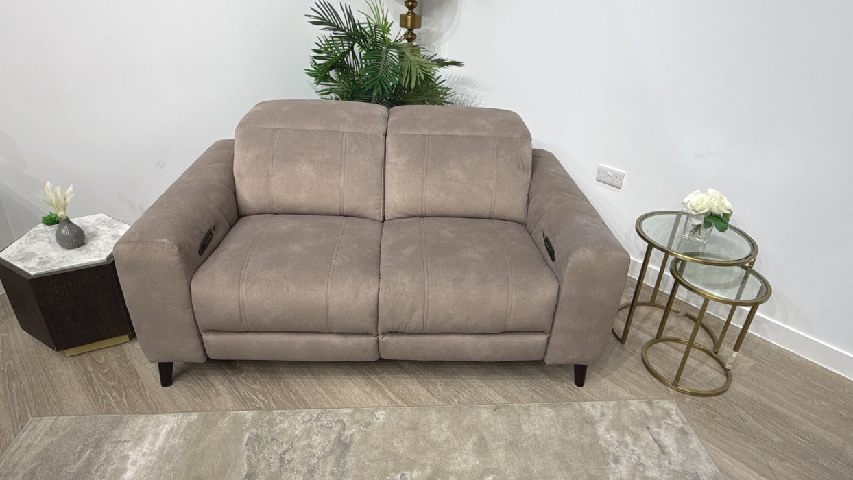 Sofology Allure Fabric 2 Seater Power Recliner/Headrest Heated Seats Lumbar Support in Lifestyle Flecked Fabric Nutmeg