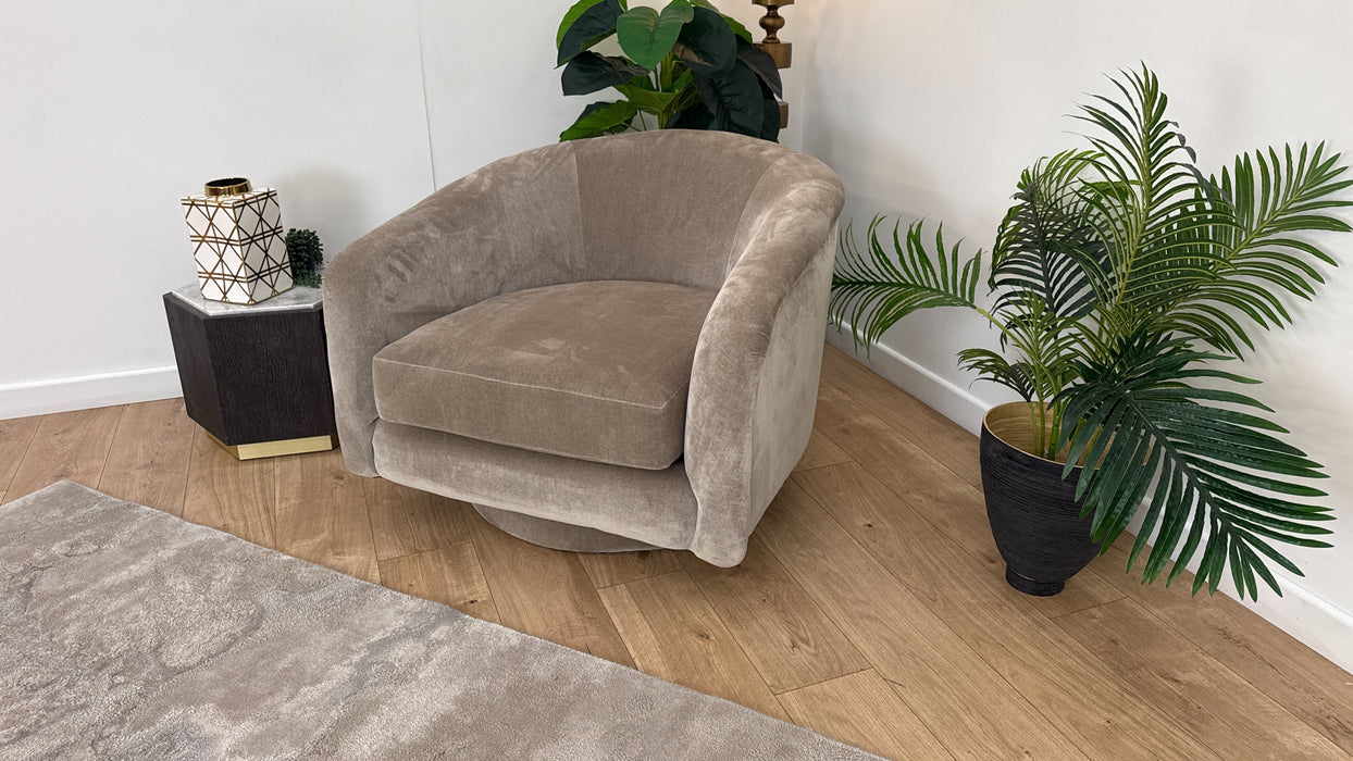 Sofology The Oscar Swivel Chair in Fine Textured Chenille Stone Mix