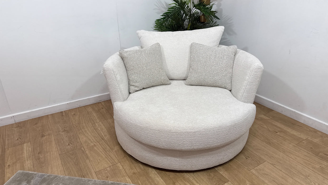 Sofology Westwood Fabric Large Swivel Chair in Soft Boucle Ecru Mix