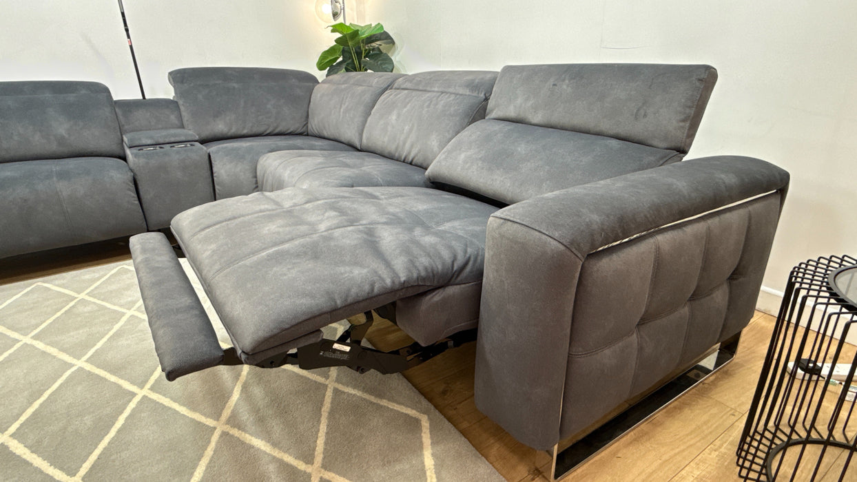 Sofology The Marvella Fabric 1.5 Console Corner 3 Power Recliner/Headrest in Lifestyle Flecked Charcoal