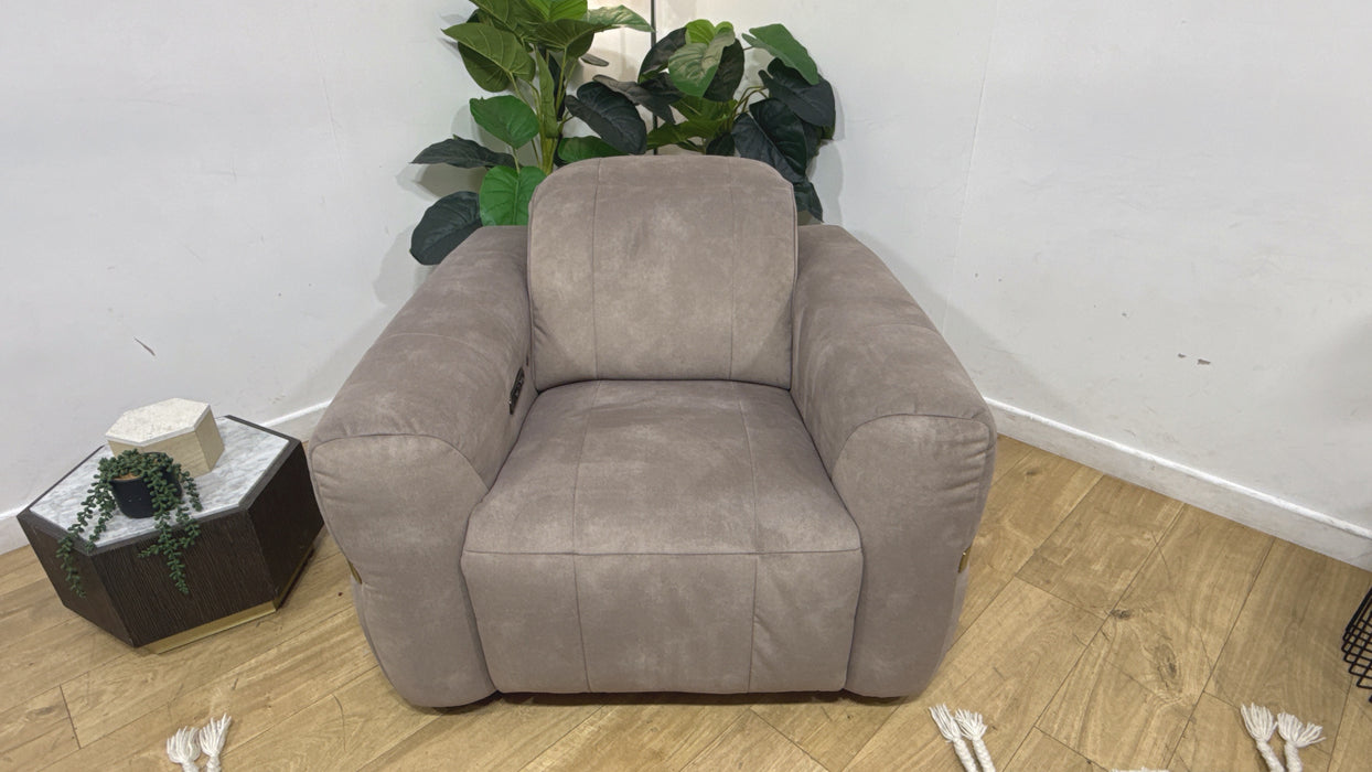 Sofology Lumiere Fabric Chair Power Recliner/Headrest in Lifestyle Flecked Nutmeg