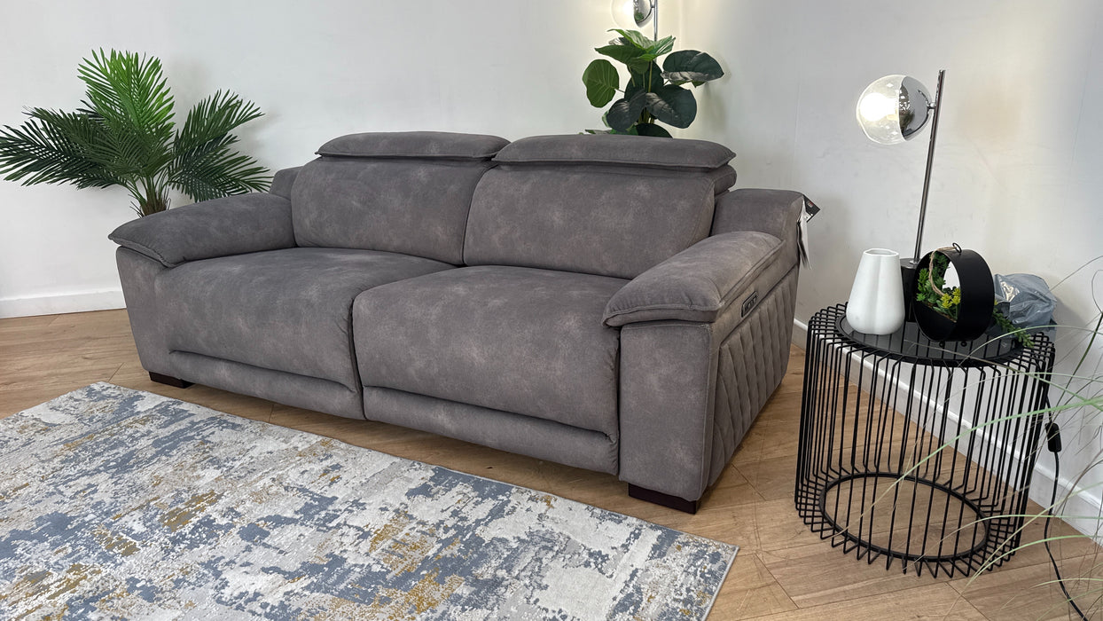 Sofology Benz Fabric 3 Seater Power Recliner/Headrest in Lifestyle Flecked Mocha