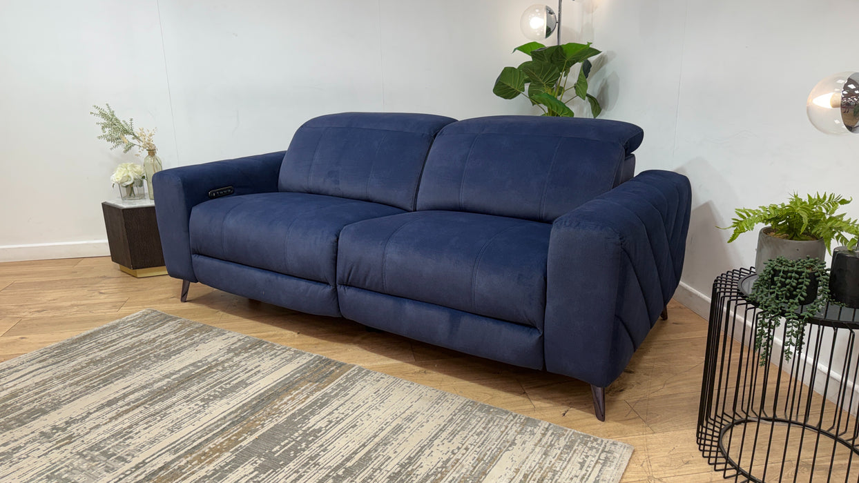Sofology Allure Fabric 2.5 Seater Power Recliner/Headrest Lumbar Support in Lifestyle Flecked Navy