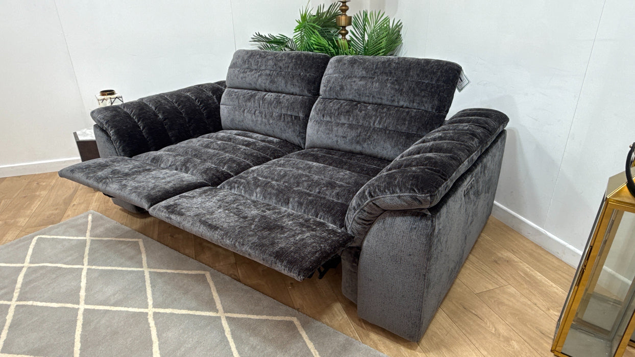 Sofology Olson Fabric 2.5 Seater Power Recliner/Headrest in Luxury Textured Chenille Anthracite