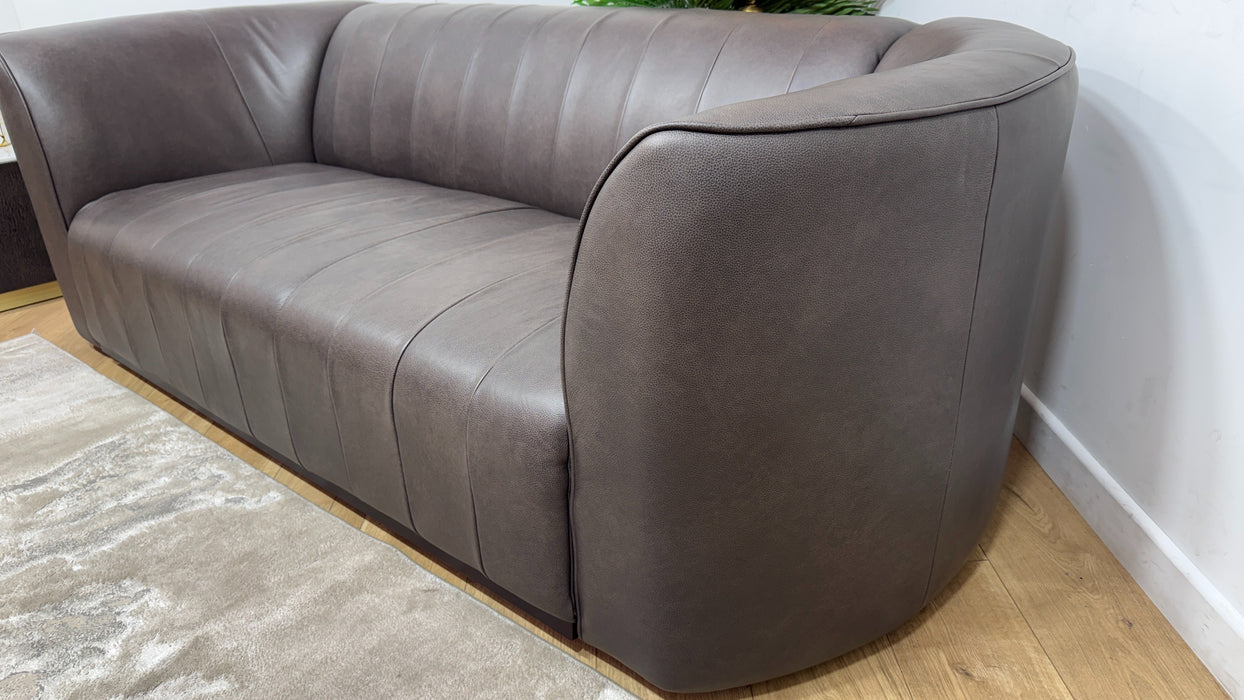 Sofology Fitzrovia Leather 3 Seater Dark Wood Trim in Relaxed Natural Grain Espresso Mix