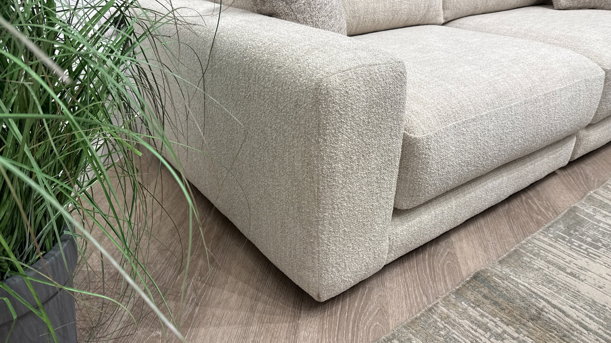 Sofology Amalfi Fabric 4 Seater Split in Micro Flecked Boucle Natural Mix