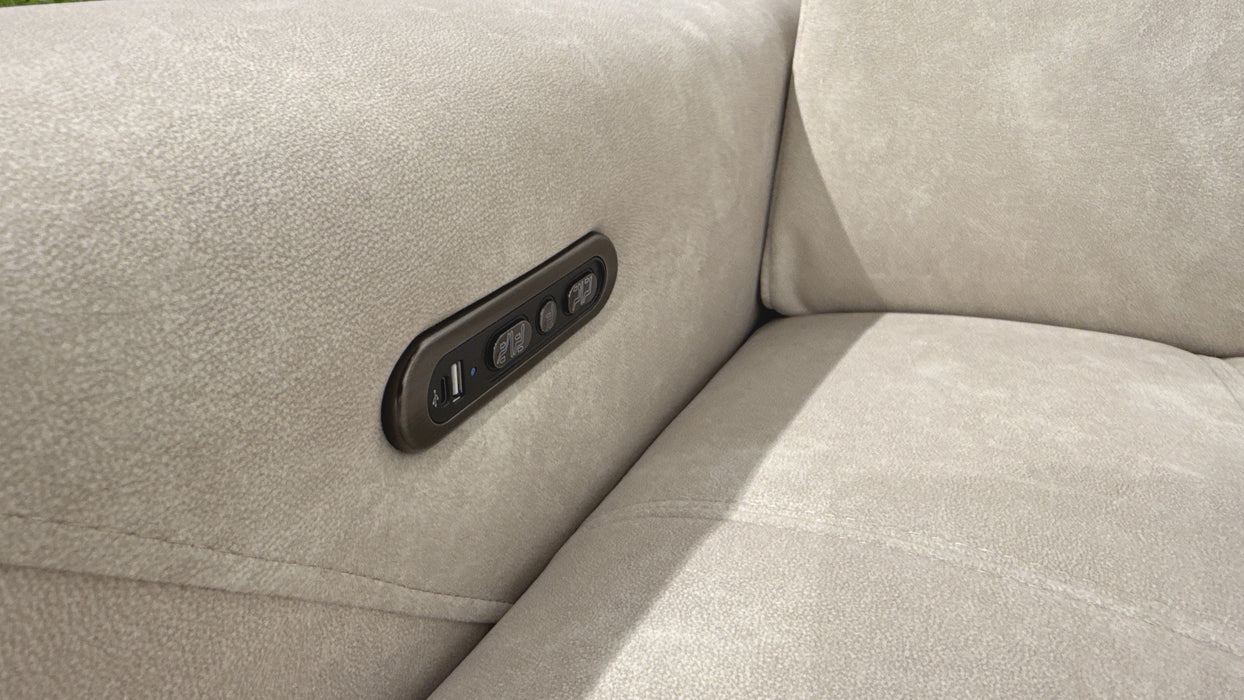 Sofology Marvella Fabric 3 Corner Console 3 Power Recliner/Headrest in Lifestyle Flecked Ivory