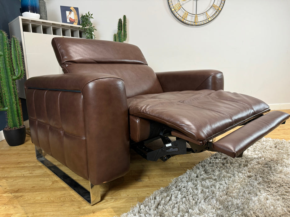 Marvella Loveseat Power Headrest Power Recliner Leather Chocolate (WA2)