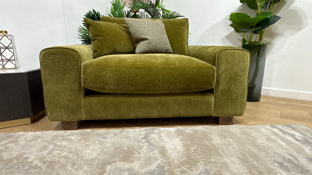 Sofology Sterling Fabric Lovseat in Vintage Velvet Olive
