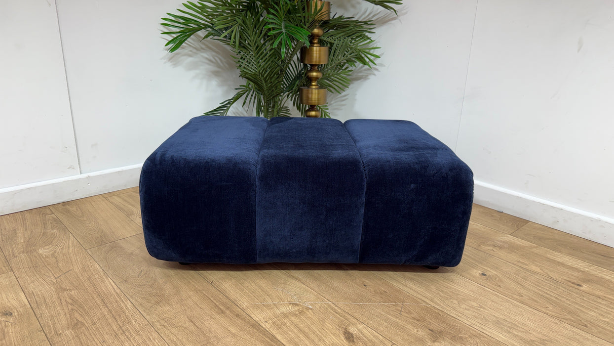 Sofology Waldorf Fabric Storage Footstool in Soft Chenille Navy