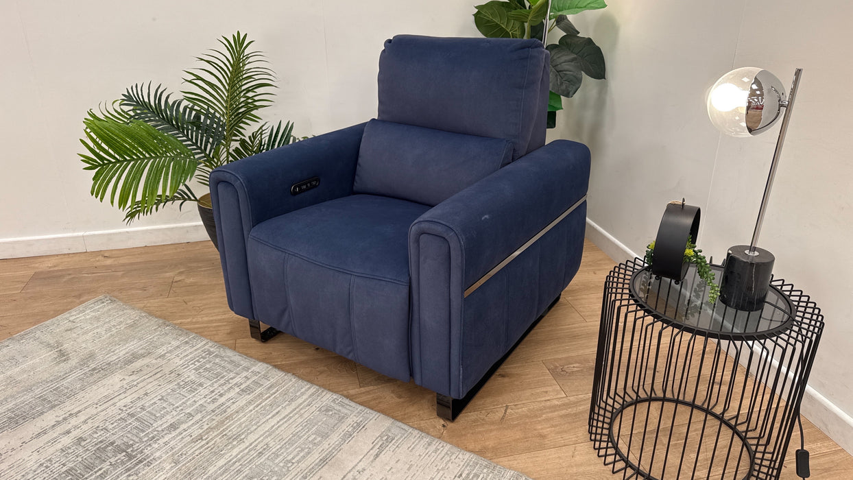 Sofology The Ravello Reclining Chair in Flecked Fabric Navy