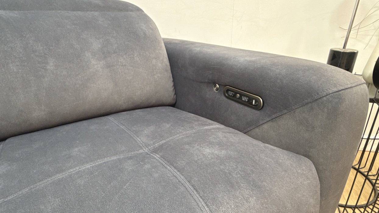 Sofology Marvella Fabric 4 Seater Split Power Recliner/Headrest Heated Seats in Lifestyle Flecked Charcoal