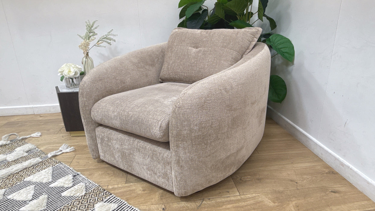 Sofology Portobello Fabric Chair Foam Seat in Teddy Chenille Natural Mix