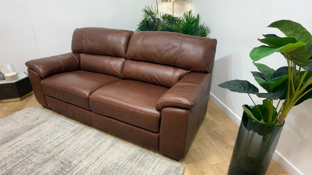 Sofology Santina Leather 3 Seater in Relaxed Soft Leather Brown
