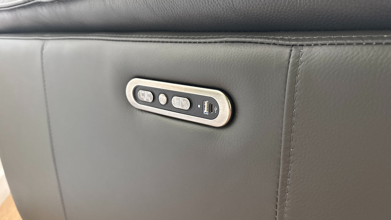 Sofology The Hugo 2 Seater Recliner in Trusty Embossed Leather Charcoal