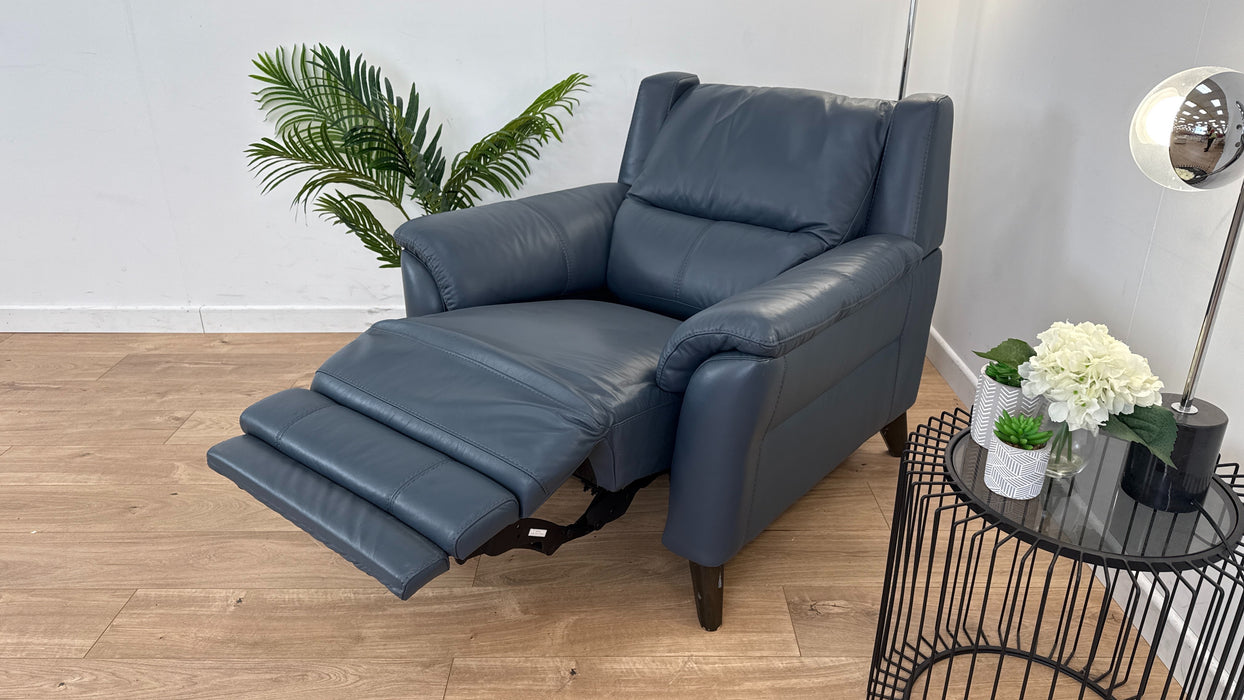 Chester 1 Seater - Leather Power Reclining Chair - Smoke Blue