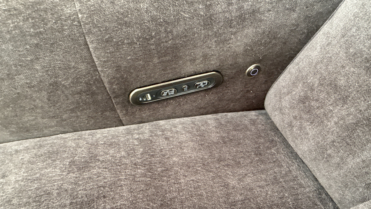 Sofology Lumiere Fabric 4 Seater Chaise Power Recliner/Headrest in Relaxed Chenille Raisin