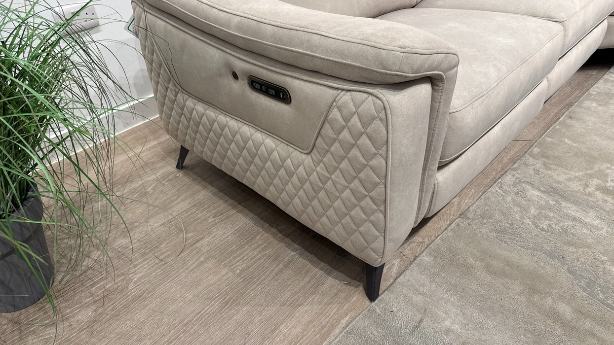 Sofology Ezra Fabric 3 Corner 3 Power Recliner/Headrest Heated Seats in Lifestyle Flecked Ivory