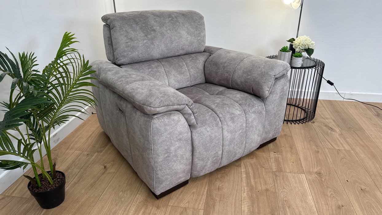 Montebello 1 Seater - Fabric Power Reclining Chair - Grey