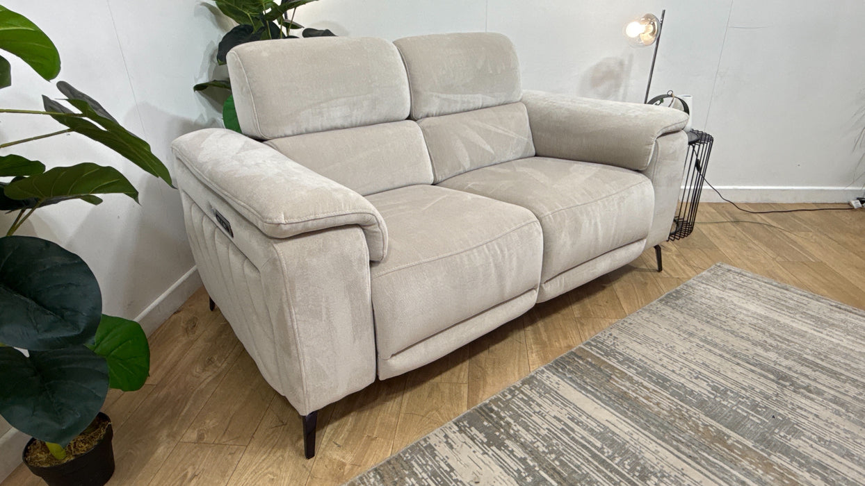 Sofology Fratelli Fabric 2 Seater Power Recliner/Headrest in Lifestyle Flecked Stone