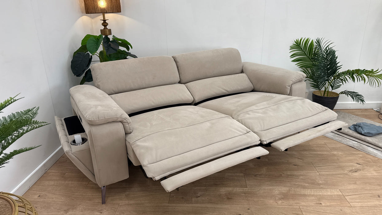 Sofology The Fratelli Fabric 2.5 Seater Power Recliner/Headrest in Lifestyle Nubuck Feel Stone